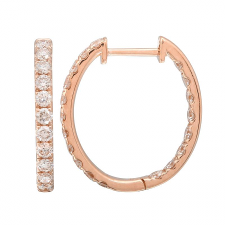 14K Gold Large Diamond Huggie Earrings – 1.01ct