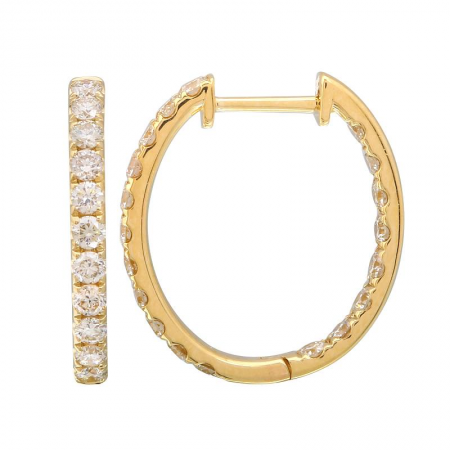 14K Gold Large Diamond Huggie Earrings – 1.01ct