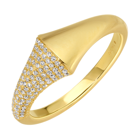 14k Yellow Gold Diamond Ring Light Weight