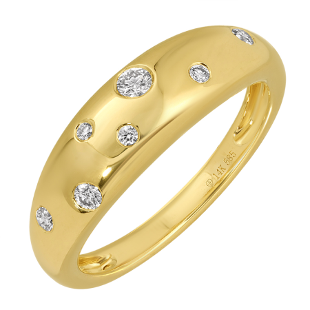 14k Yellow Gold Scattered Inlay Diamond Ring