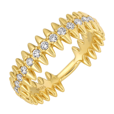 14k Yellow Gold Spike Diamond Ring