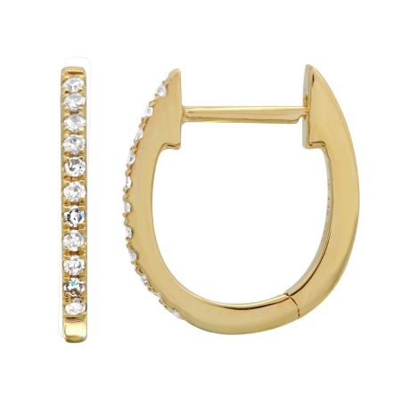 14K Gold Diamond Huggie Earrings