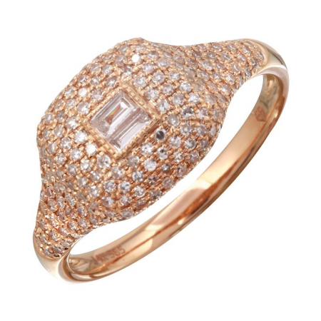 14k Gold Diamond Signet Pinky Ring