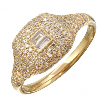14k Gold Diamond Signet Pinky Ring