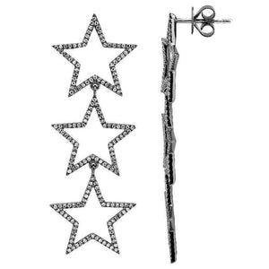 3 Star Drop Diamond Earrings - Euro Time & Jewels
