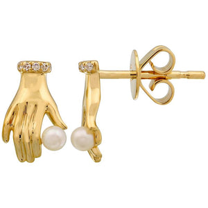 Holding Hand Pearl Earrings