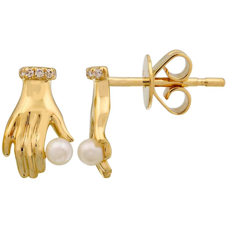 Holding Hand Pearl Earrings