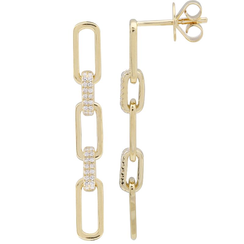 3 Chain Link Drop Diamond Earrings - Euro Time & Jewels