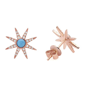 DIAMOND TURQUOISE SUN DIAL STUD - Euro Time & Jewels
