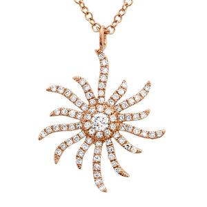 Wavy Sun Diamond Pendent Necklace - Euro Time & Jewels