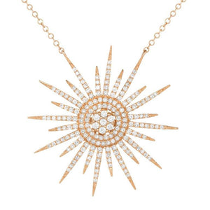 14K YELLOW GOLD DIAMOND SUN NECKLACE - Euro Time & Jewels