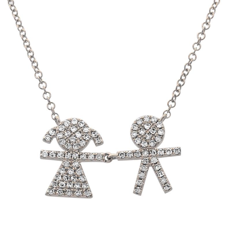 Diamond Boy & Girl Family Necklace
