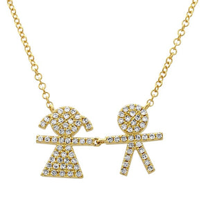 Diamond Boy & Girl Family Necklace