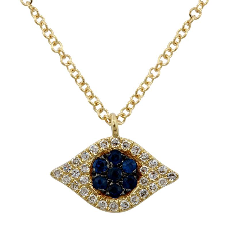 Eye Pendant Necklace with Sapphire - Euro Time & Jewels
